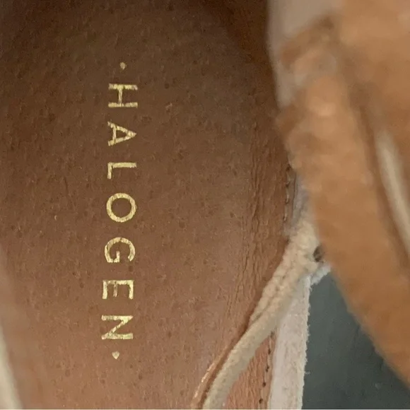 HALOGEN Block Heel Suede Zip Up Strappy Sandals Blush Tan Beige Summer Party - Picture 2 of 15